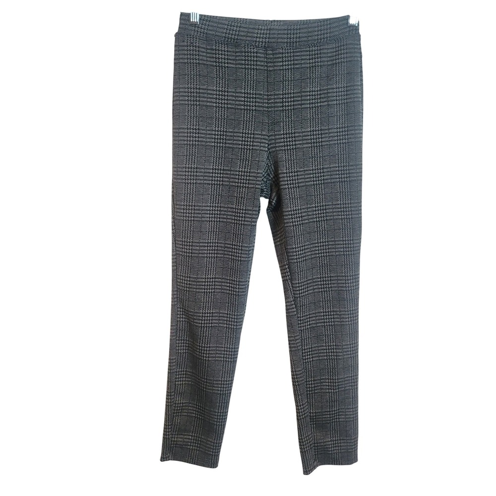 Halara Womens XS Petite Plaid Ankle Leggings Black Gray Pull On Stretch Work NEW